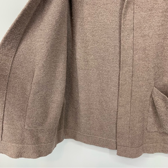 Barefoot Dreams Cozy Chic Lite Driftwood Hooded Resort Cardigan Taupe Brown - Picture 9 of 16